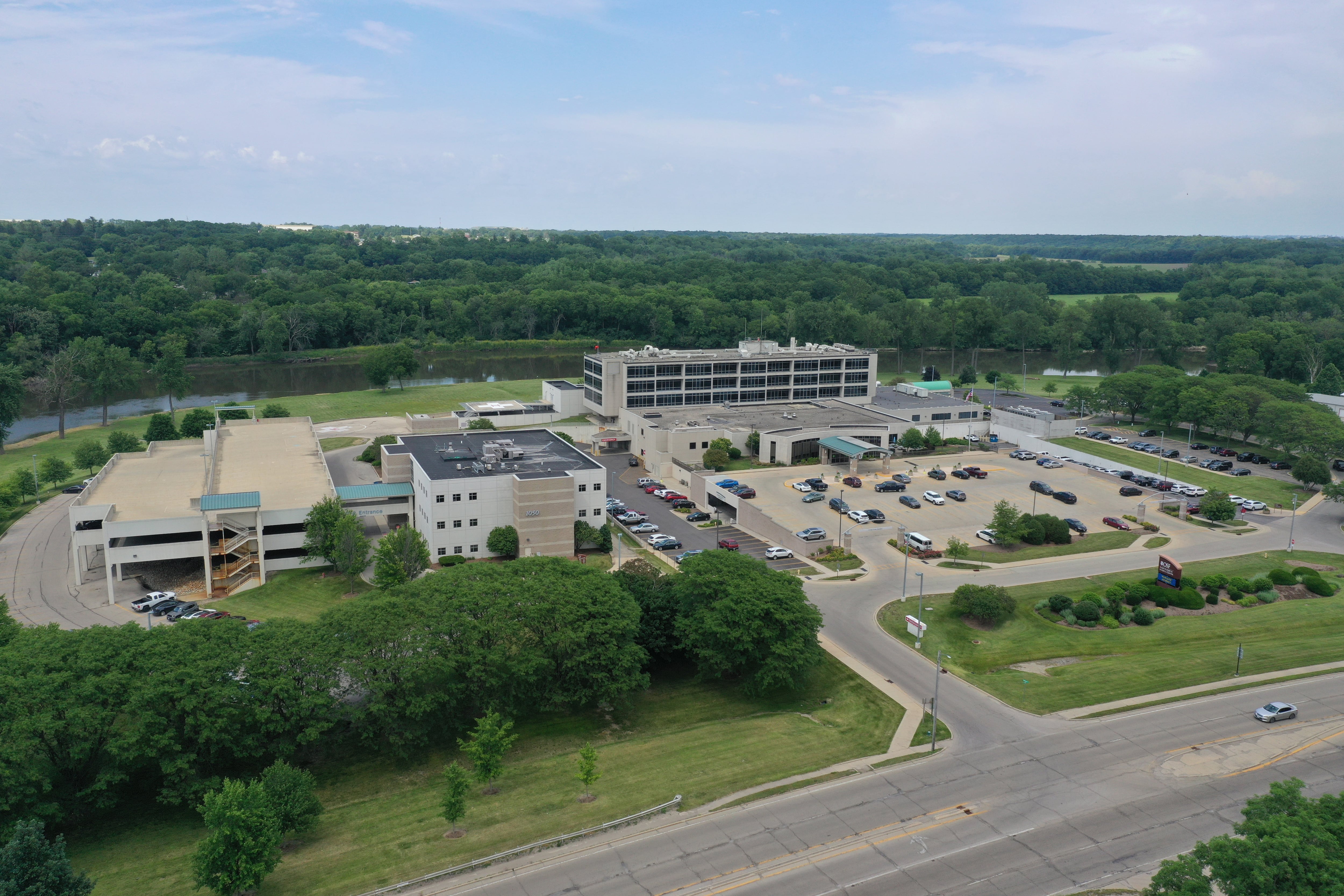 An aerial view of OSF St. Elizabeth Hospital on Thursday, June 13, 2024 in Ottawa.