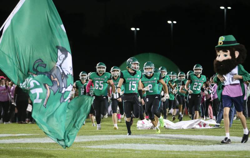 Members of the Seneca football team take the field on Friday, Oct. 18, 2024 at Seneca High School.