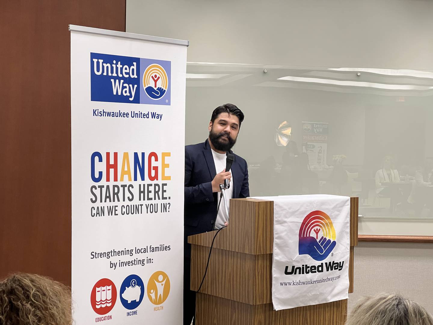 Edgar Alias, one of the creators of Creating Blessings, gave his keys to success at the 2024 Kishwaukee United Way annual meeting on Feb. 27, 2024.