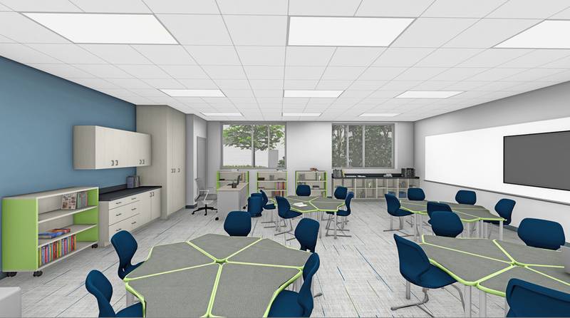 Concept rendering of a classroom in the new Hufford and Gompers junior high building plans.