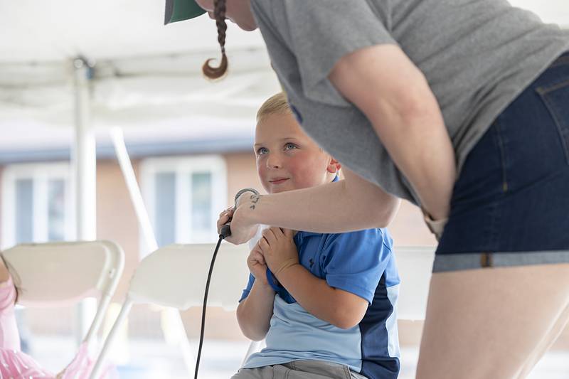 Brayden Deuth, 6, is interviewed Thursday, June 13, 2024 for the position of Little Mister during Polo’s Town and Country Days.