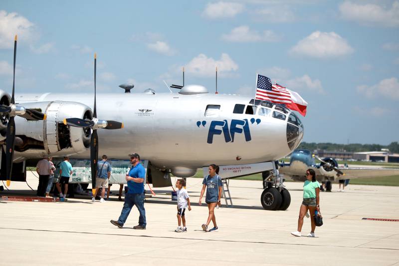 The Boeing B-29 Superfortress, Fifi, was part of the Commemorative Air Force’s AirPower History Tour at the DuPage Flight Cente in West Chicago.Fifi, the largest and most technically advanced aircraft of its time, was first flown in 1942.