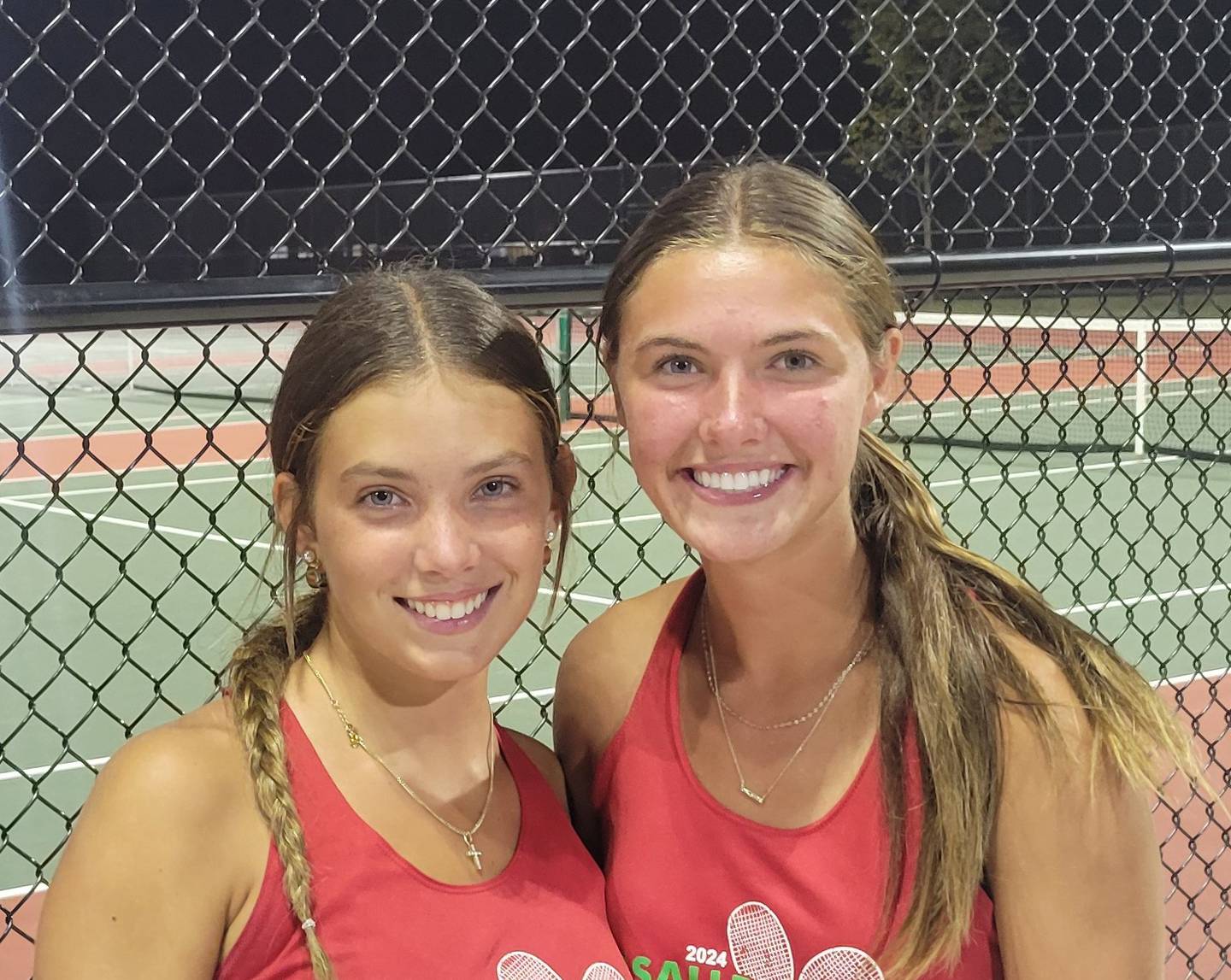 La Salle-Peru No. 1 doubles team of Elena Leone (left) and Cali Mickley