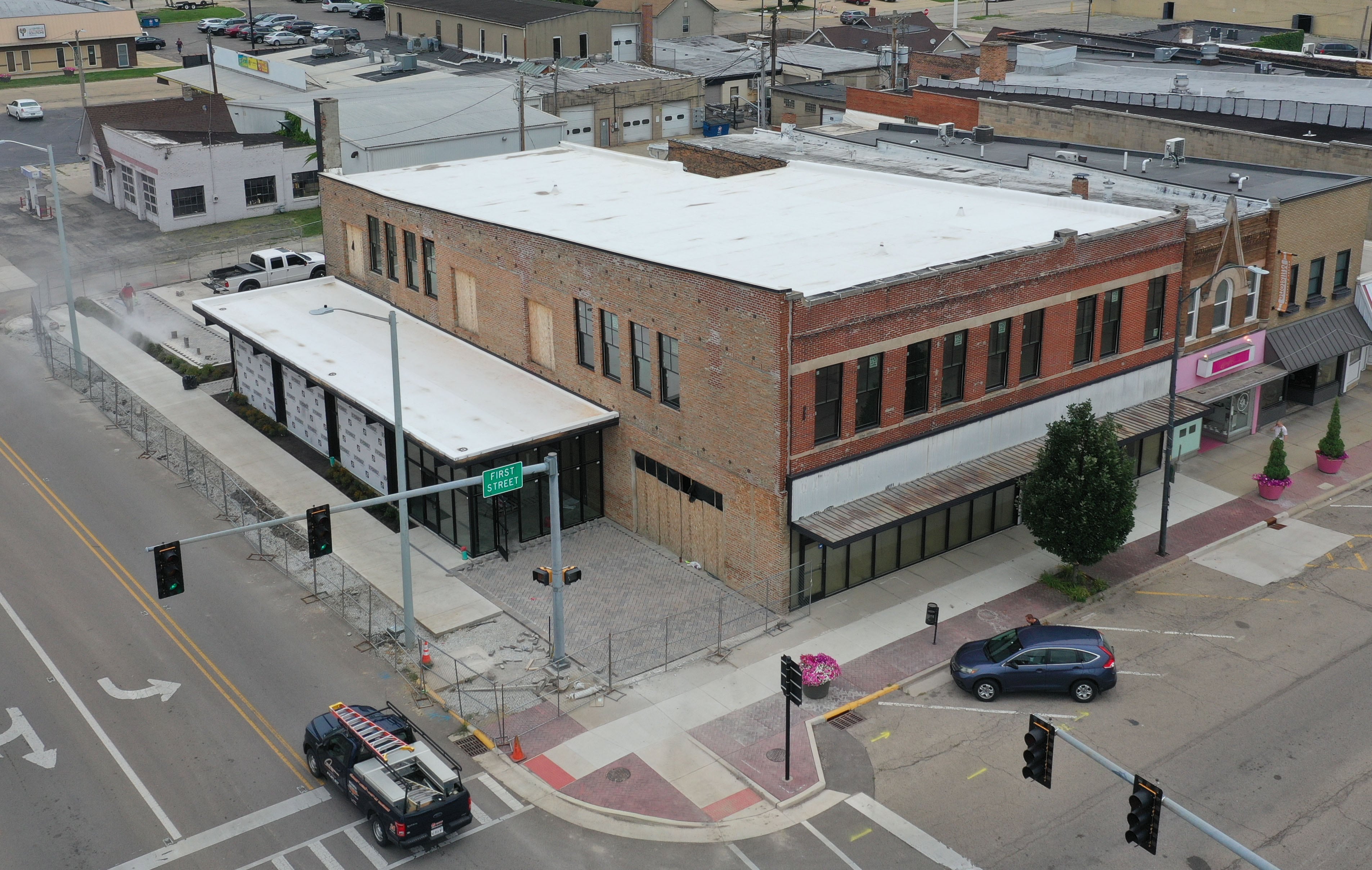 An aerial view of the former Maytag Building on Tuesday, Aug. 6, 2024 downtown La Salle.