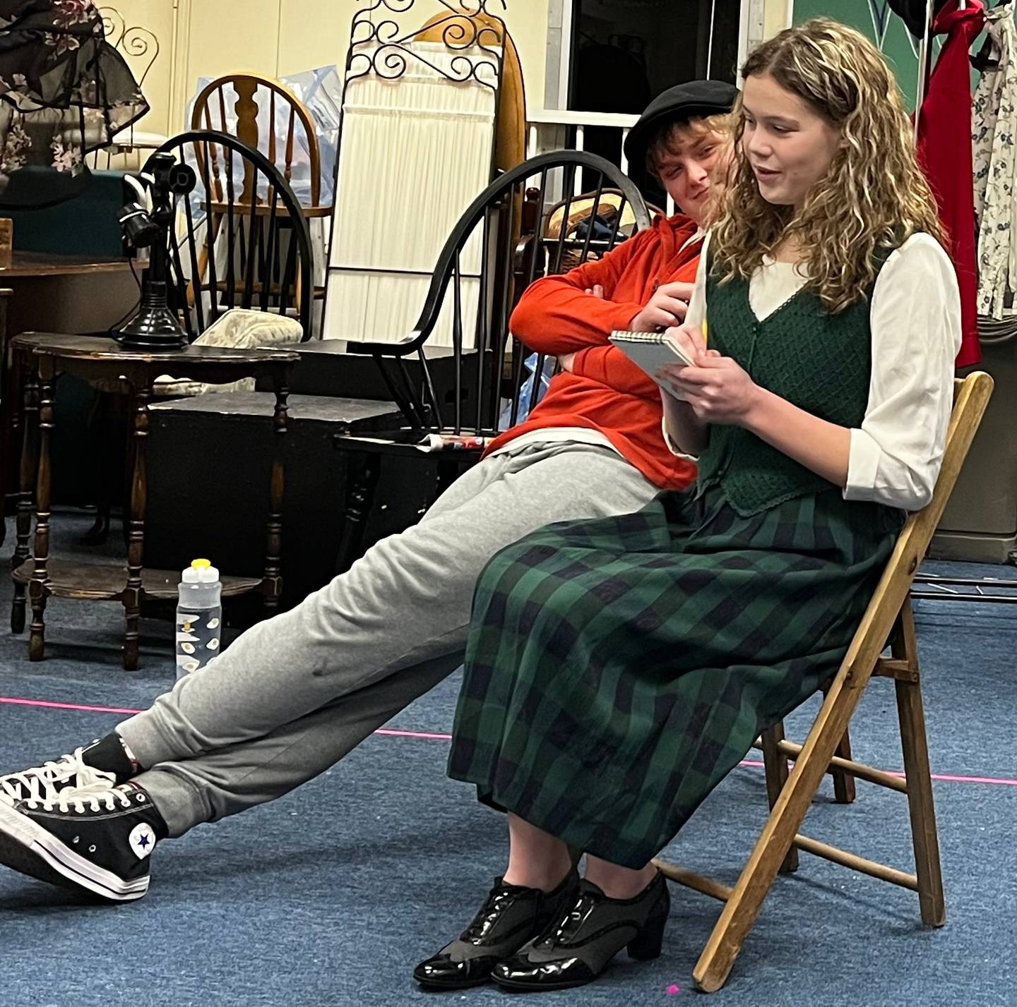 The Children’s Community Theatre of DeKalb County cast of "Newsie's" rehearsing a scene