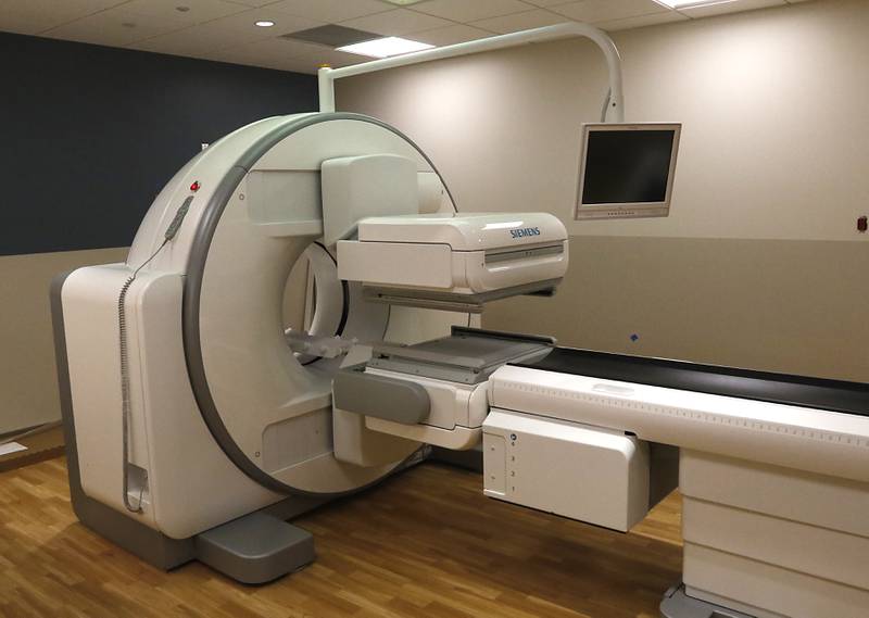 A magnetic resonance imager on Friday, April 21, 2023, as construction continues on the new Mercyhealth hospital in Crystal Lake. The hospital is ramping up hiring as it gets set to open in this summer.