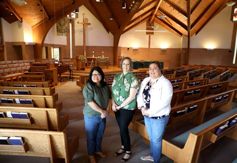 (From left) Rev. Michelle Hwang, Rev. Stephanie Anthony, who also serves as head of staff, and Rev. Becky Bryan form the all-female pastoral staff at Fox Valley Presbyterian Church in Geneva.