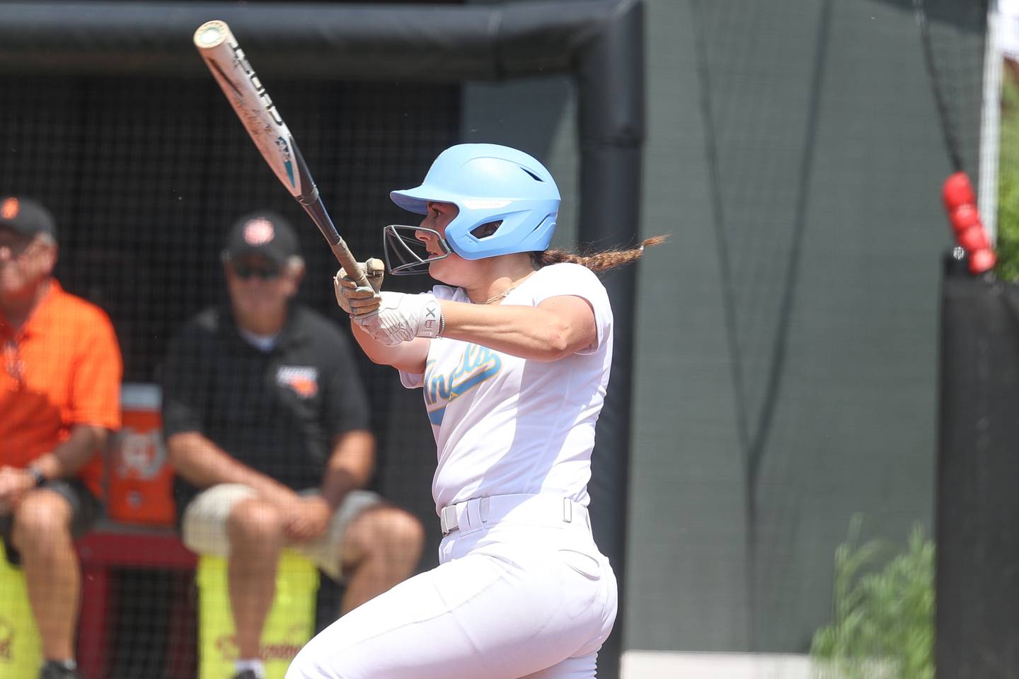 Joliet Catholic’s Addy Rizzatto connects against Beecher in the Class 2A regional championship on Saturday, May 18, 2024 at Lewis University in Romeoville.