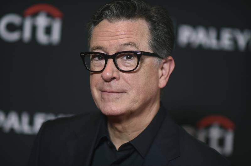 Stephen Colbert arrives at a screening of "The Late Show with Stephen Colbert," during PaleyFest, Sunday, April 21, 2024, at the Dolby Theatre in Los Angeles. (Photo by Richard Shotwell/Invision/AP)