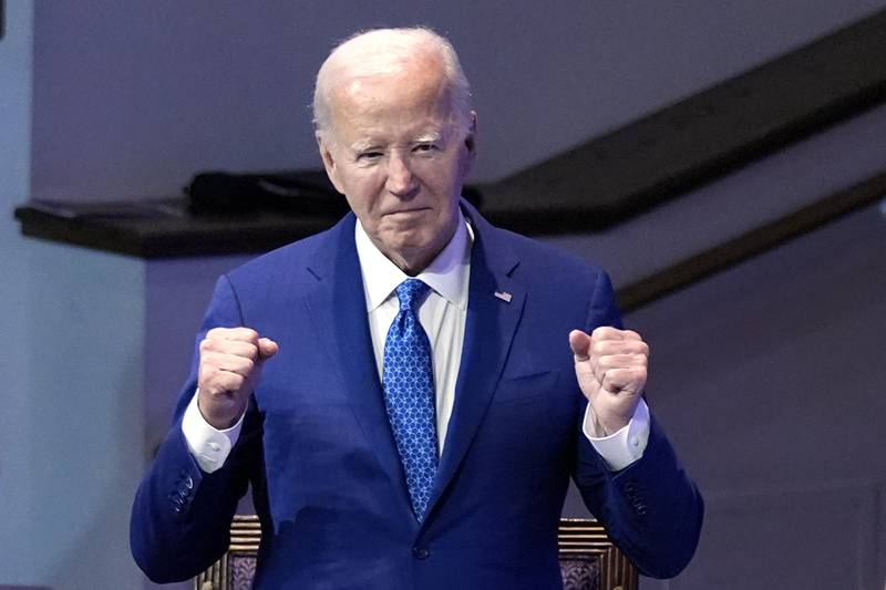 President Joe Biden attends a church service at Mt. Airy Church of God in Christ, Sunday, July 7, 2024, in Philadelphia (AP Photo/Manuel Balce Ceneta)