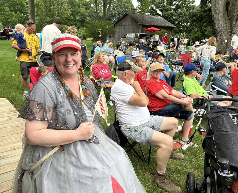 Ganymede super fan Nikki Heng was dressed for the period during a vintage base ball game against the DuPage Plowboys at the John Deere Historic Site in Grand Detour on Saturday, June 8, 2024.