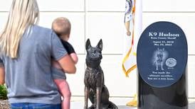 ‘A member of our family’: Monument honoring fallen police dog Hudson unveiled in St. Charles