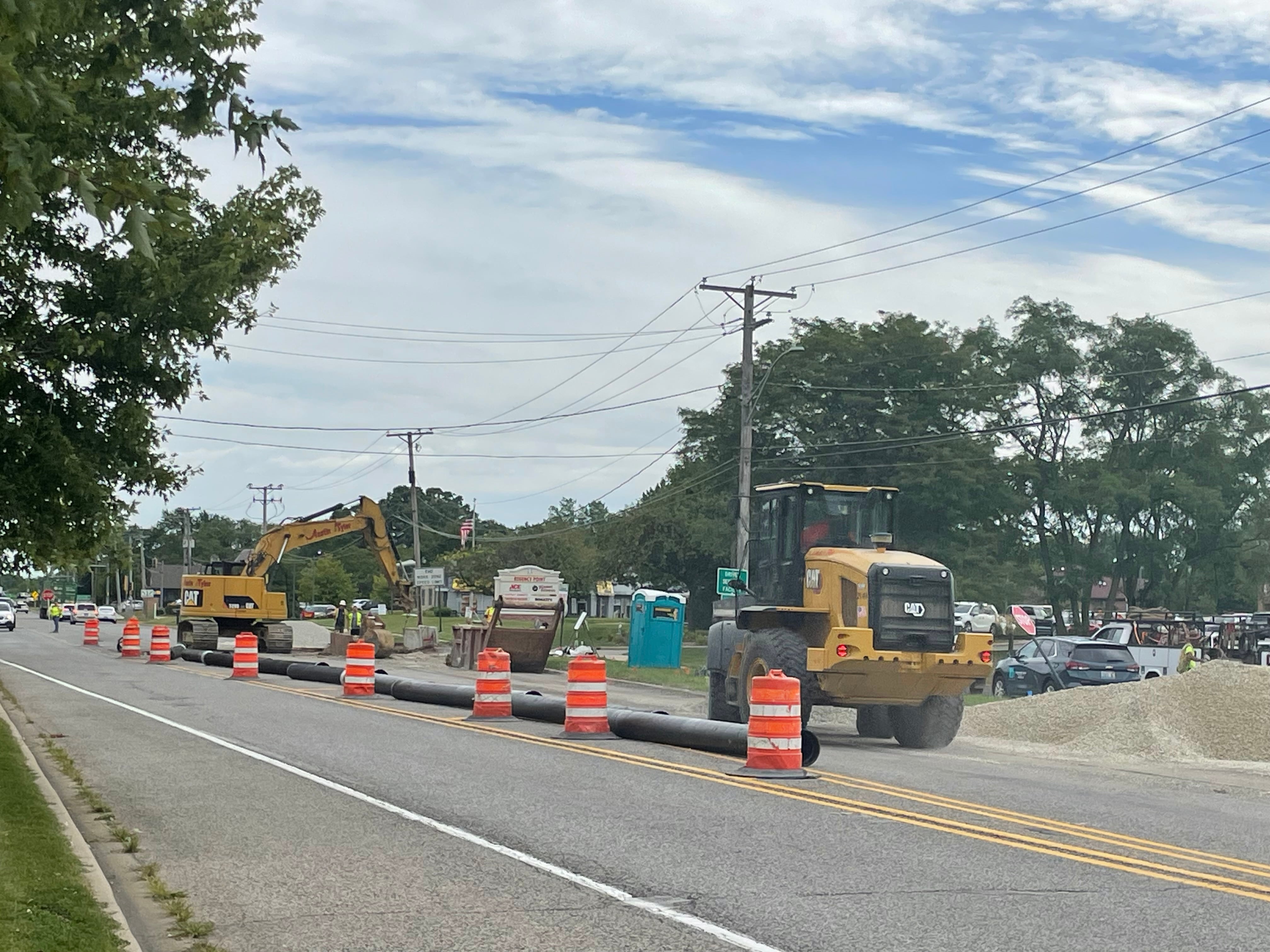 Construction crews working on the 9th Street (IL-Route 7) channelization project near Summit Drive in Lockport on Thursday, Aug. 1, 2024.  The project will include installing a multidirectional turn lane to improve safety and traffic flow along the street that is a main roadway in the city.