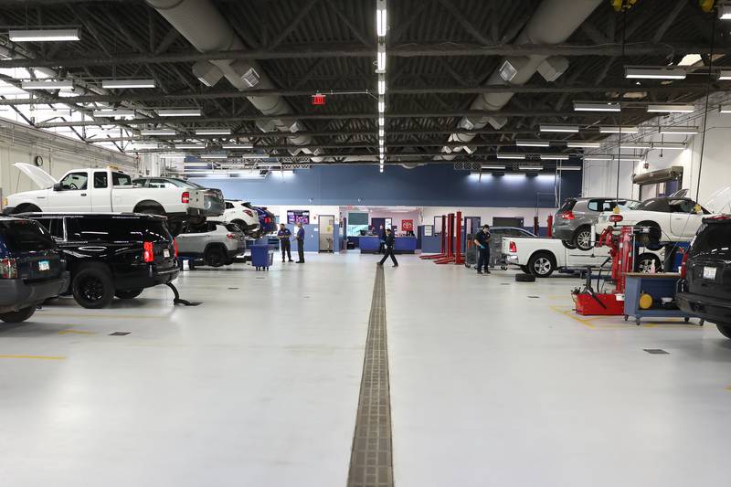 Students at Joliet Junior College automotive shop get hands on experience servicing facility and student vehicles in need work.