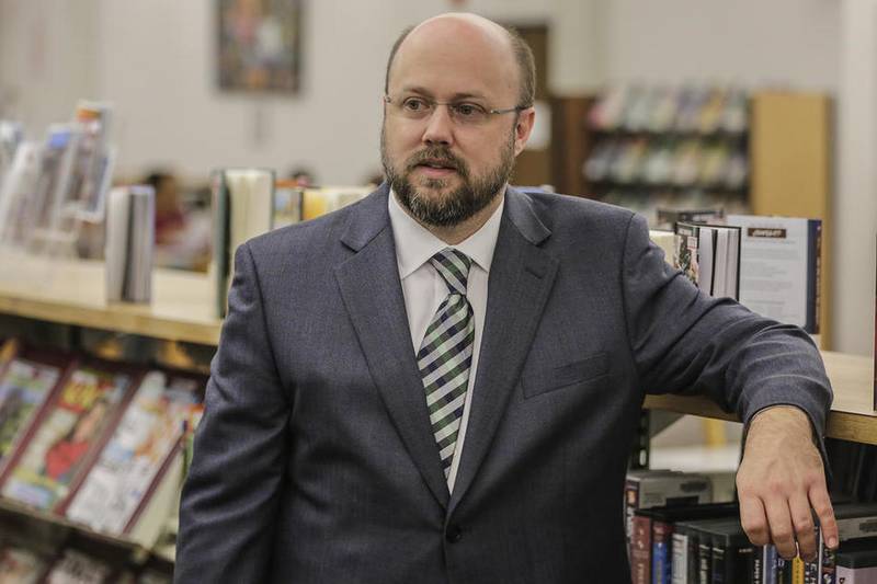 Former Joliet Public Library Director Kevin Medows, who left the library May 19, is seen March 10, 2015 at the downtown branch.