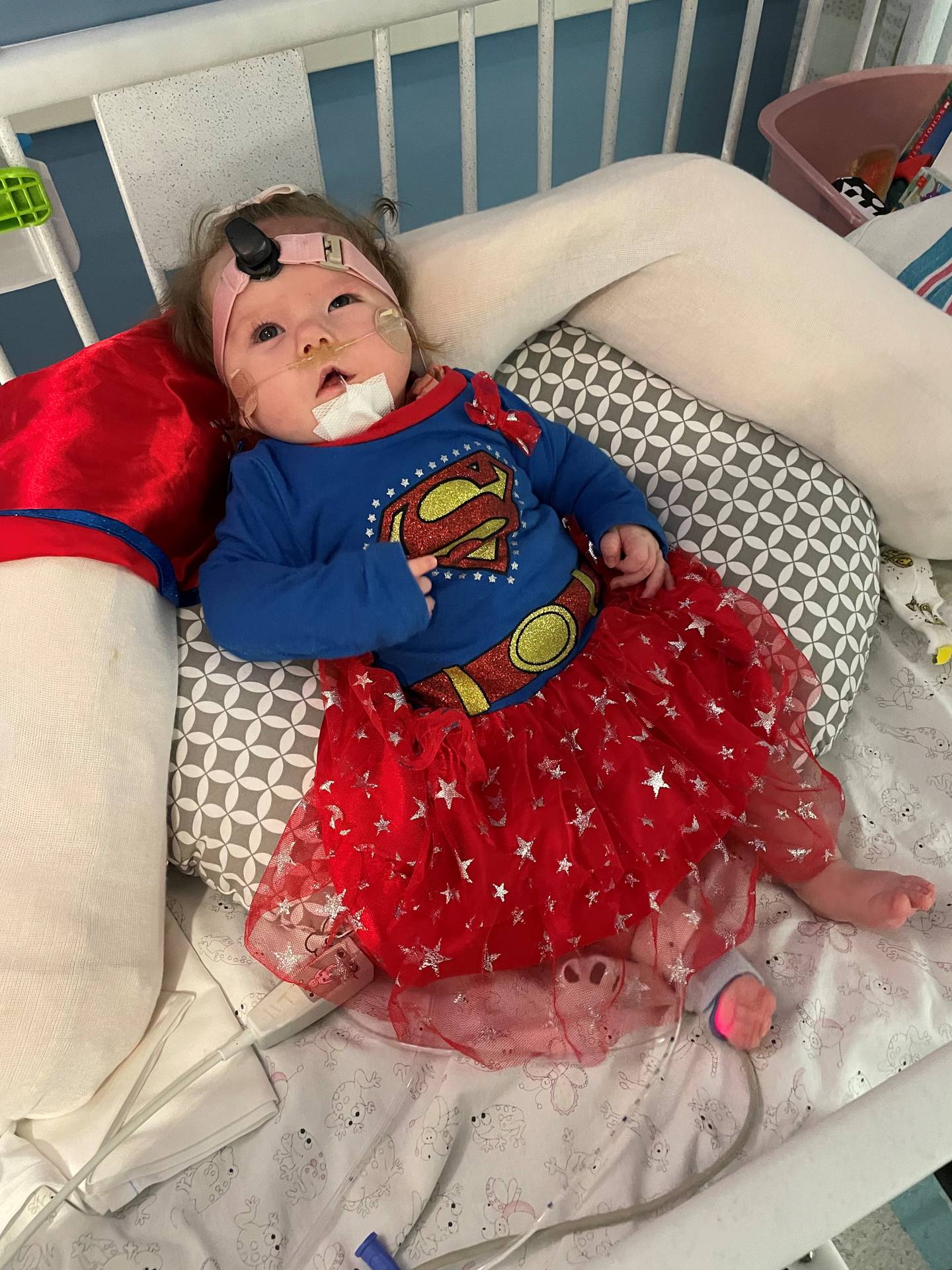 Gracelynn, whose mother is Rachel Sharp of Fox Lake, is dressed up for Halloween 2023 in the neonatal intensive care unit at Advocate Children's Hospital.