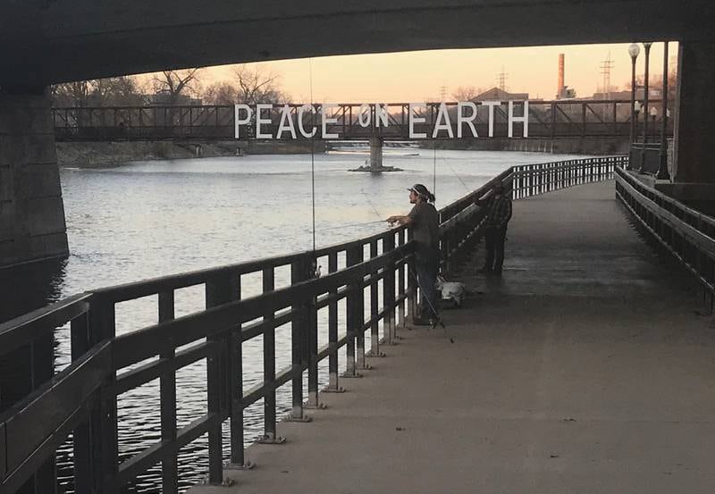 The Batavia Parks Foundation and Batavia business owner Craig Foltos are sponsoring a 'Peace on Earth' drive to maintain the seasonal sign on the city's bicycle and pedestrian bridge.