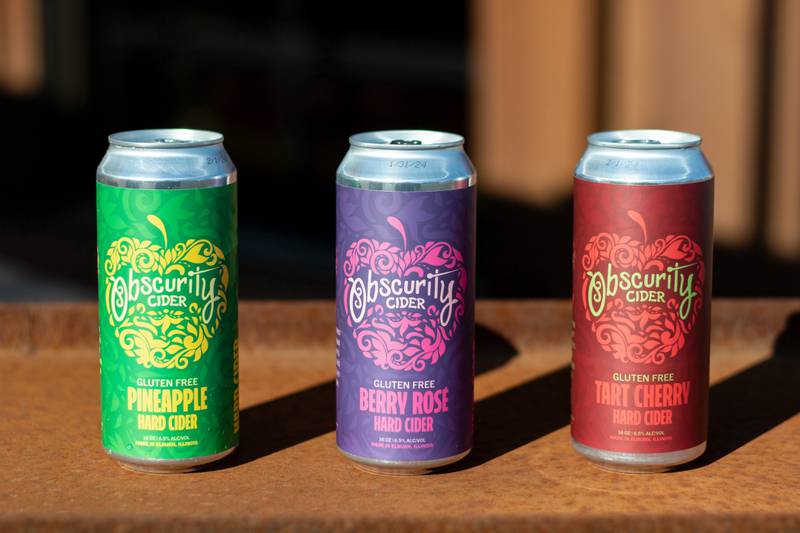Elburn’s Obscurity Cider is expanding its new line of unique craft ciders to include three signature flavors and a rotating seasonal flavor.