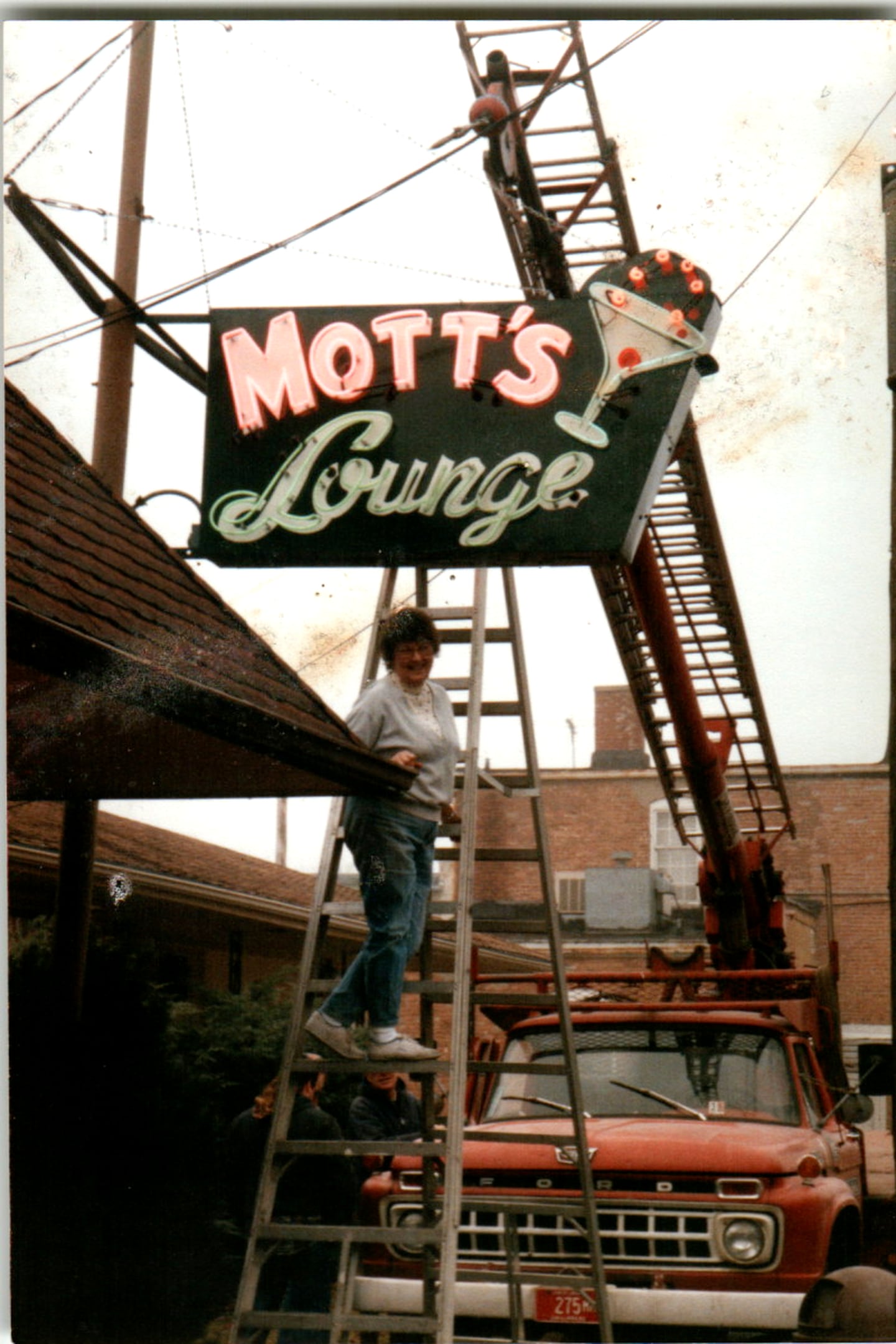Shirley Getzelman at her bar, Mott's Lounge, in Burlington.