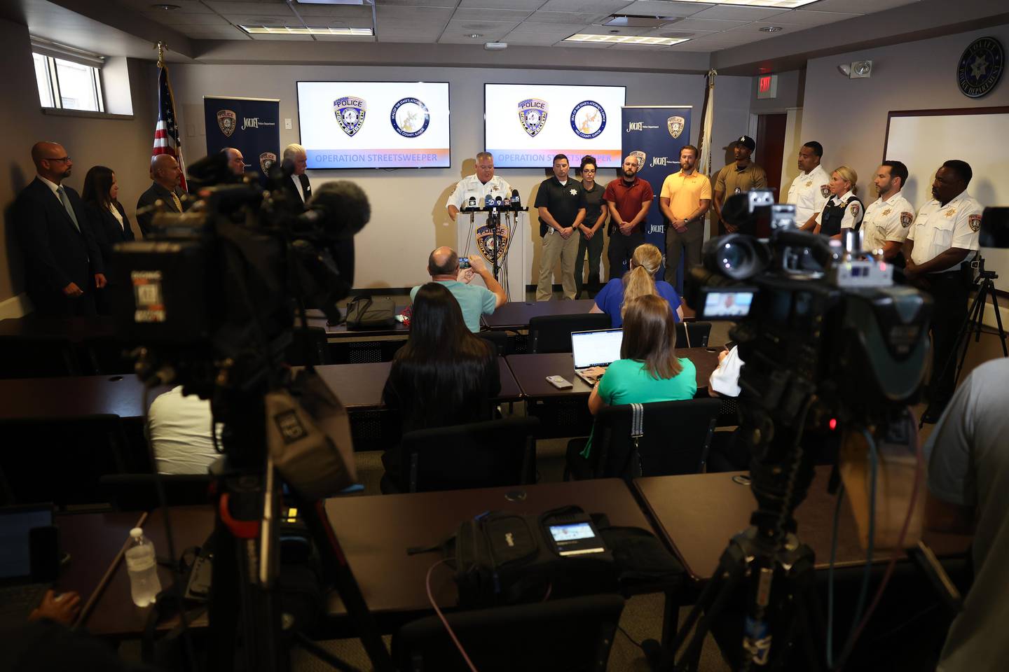 Joliet Police Chief Bill Evans speaks at a press conference addressing recent arrest from Operation Streetsweeper on Thursday, Sept. 5, 2024 at the Joliet Police Department.