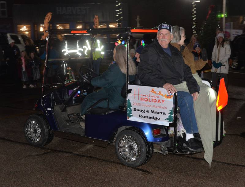 Doug and Marta Rutledge were Erie's Hometown Holidays Grand Marshals for the lighted parade on Saturday, Dec. 2, 2023.