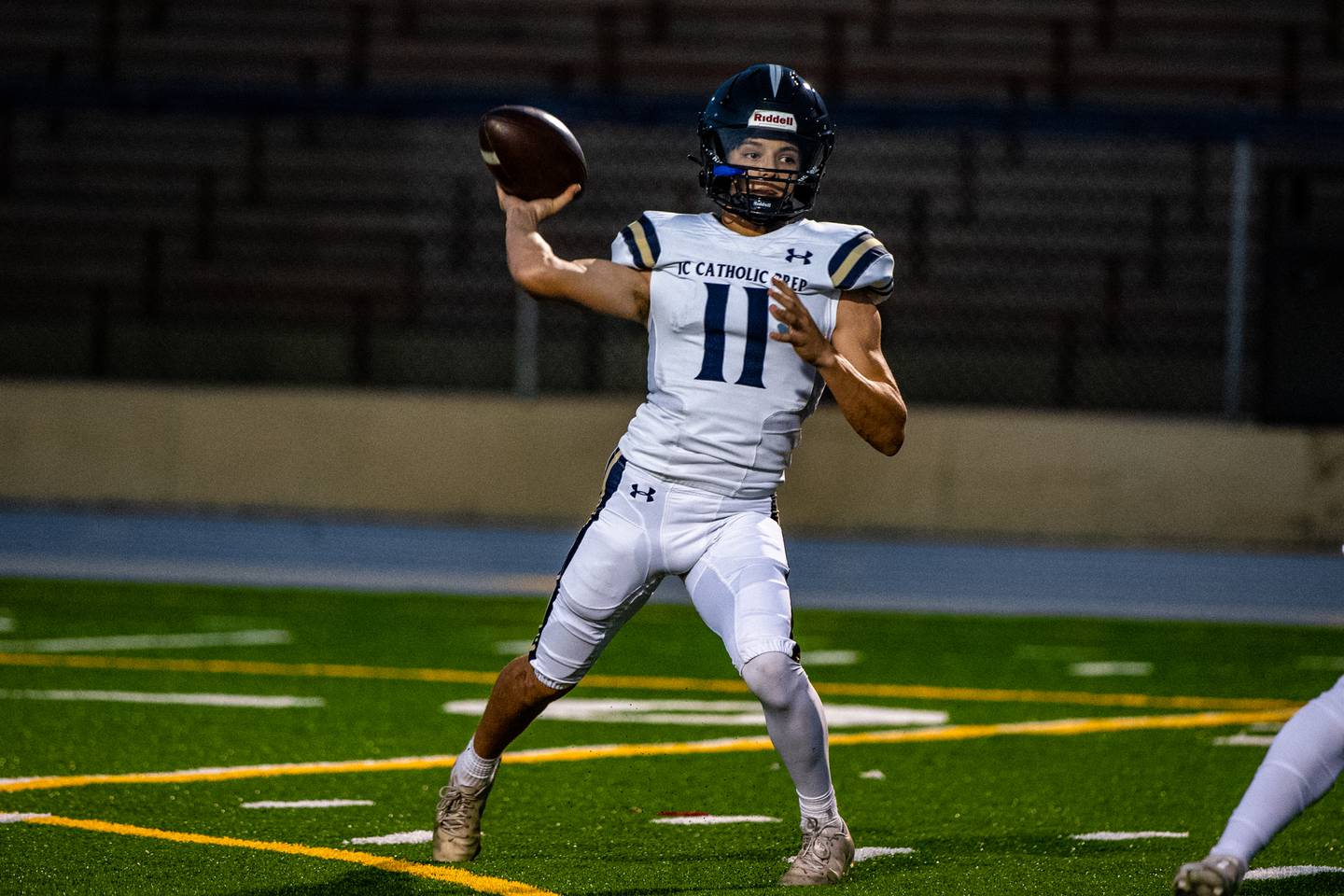 Immaculate Conception's Dennis Mandala throws a pass during a game against Joliet Catholic Academy on Friday, Sept. 2, 2022, at Memorial Stadium in Joliet.