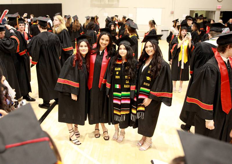 Batavia High School graduates pose for a photo before the school’s 2024 commencement ceremony at Northern Illinois University in DeKalb on Wednesday, May 22, 2024.