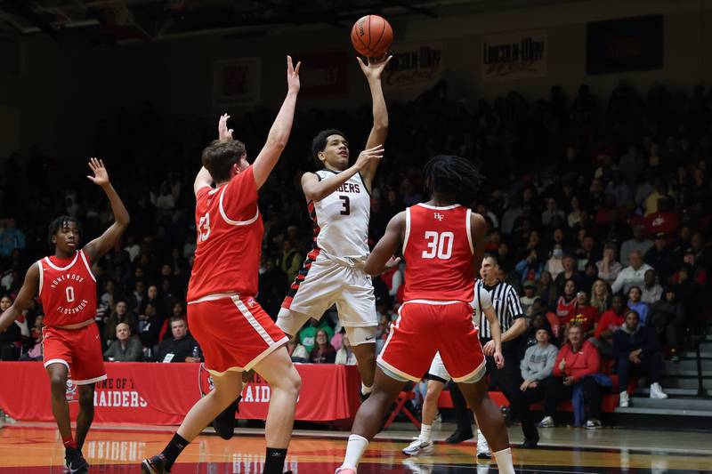 Bolingbrook’s Davion Thompson takes a shot against Homewood-Flossmoor on Wednesday, Jan. 31st 2024.