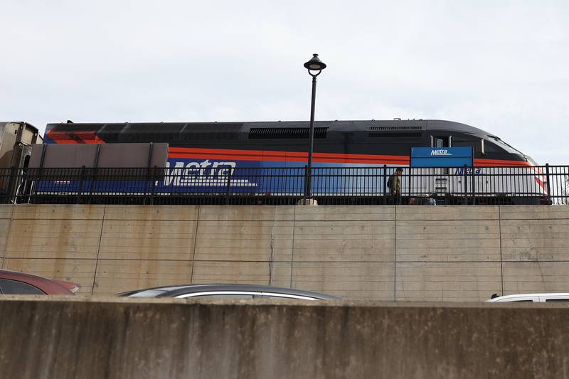 A Metra train arrives at the Joliet Gateway Center station on Monday, May 15, 2023 in Joliet.