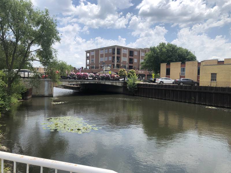 Boone Creek, as seen from the Green Street Parking lot on Thursday, June 13, 2024. The former city hall is to the right.