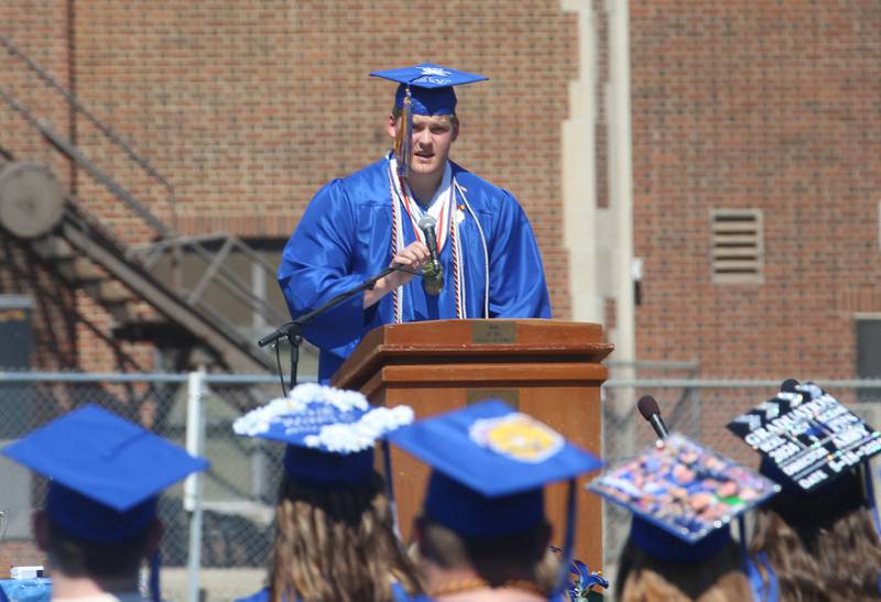 Valedictorian Bennett Williams delivers a speech during graduation on Saturday, May 18, 2024 at Princeton High School.