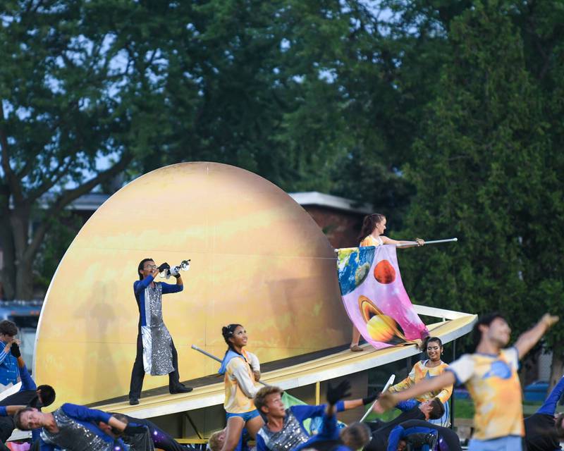 Members of the Blue Stars from La Crosse, Wisconsin, perform their routine at the Drum Corps International Midwest Classic on Saturday, July 13, 2024, at Northern Illinois University Huskie Stadium in DeKalb.