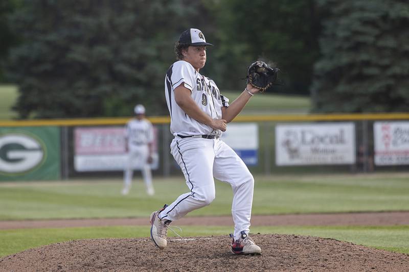 Sycamore’s Matthew Rosado fields a hot shot back up the middle against Morris Monday, June 3, 2024 in the Class 3A Geneseo supersectional.