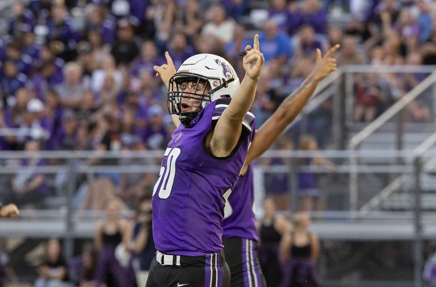 Dixon’s Aidan Hogard celebrates a turnover against Stillman Valley Friday, Aug. 30, 2024 at Dixon High School.