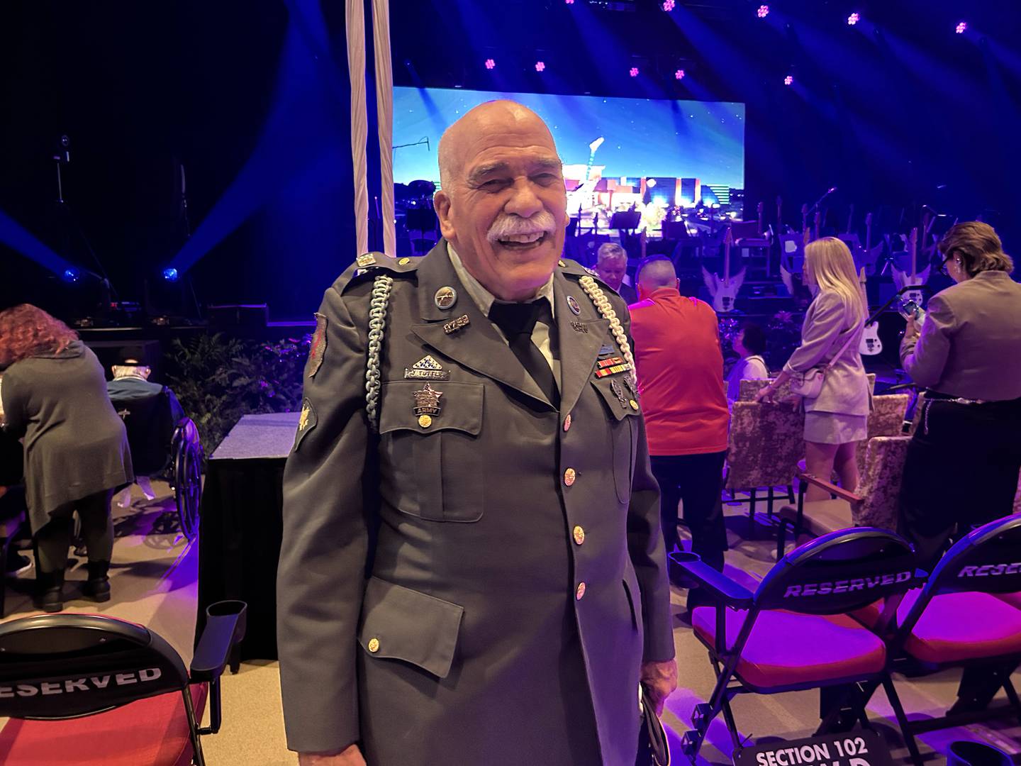 John Tuttle of Oregon was one of the members of the Loves Park Color Guard that took part in the grand opening ceremony for the Hard Rock Casino Rockford on Thursday, Aug. 29, 2024.