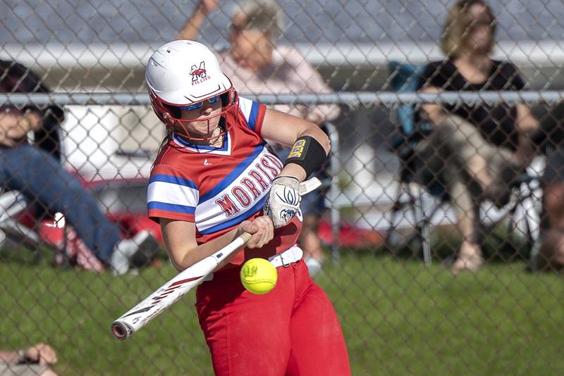 Morrison’s Ava Duncan drives the ball against Newman Friday, May 3, 2024.