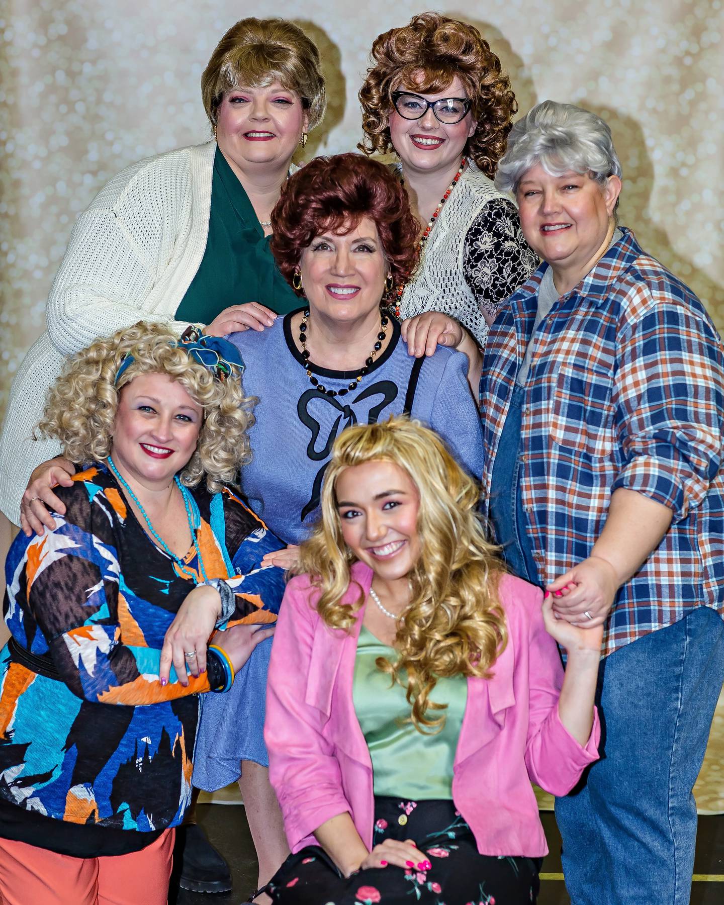 Pictured top to bottom: Tracey Lanman, Nora Brown, Alison Hage, Julie Brouton, Tracy Parr, Christina Giorgi  in Theatre 121's "Steel Magnolias" in 2024 at Woodstock Opera House.