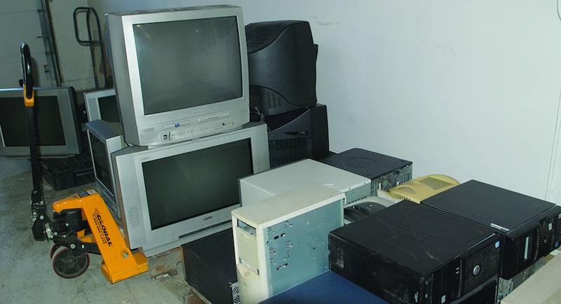 These are just some of the items dropped off at the Ogle County Solid Waste Management Department's electronic recycling event on Friday, Feb. 27. Photo by Earleen Hinton