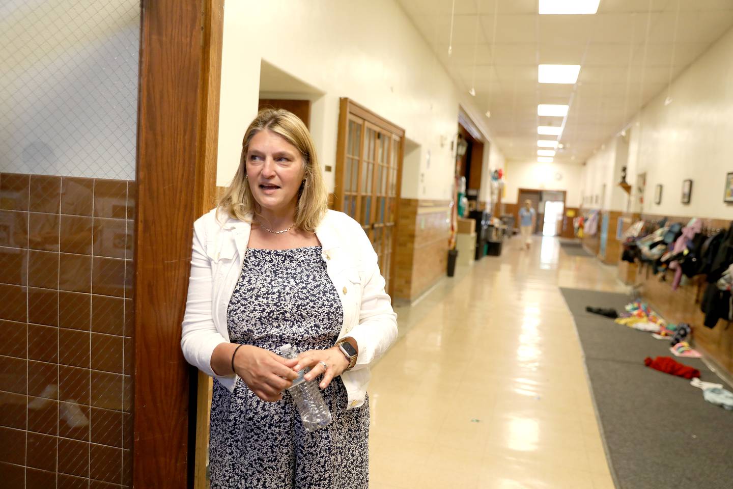 Lincoln Elementary School Principal Michelle Woodring in the hallway of the 96-year-old building. The building will house professional development and the school district’s transition program in the fall.