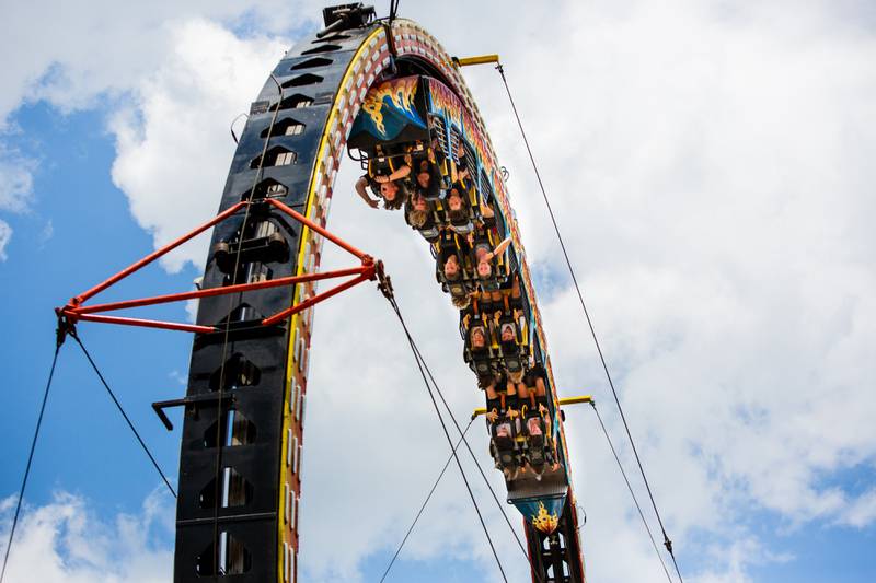 Festival goers hang upside down on the “Ring of Fire” during the Downer’s Grove Rotary Fest, Saturday, June 22, 2024.

Suzanne Tennant/For Shaw Local News Media