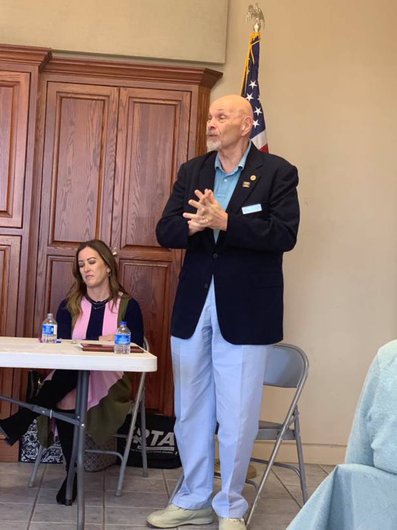 President Mike Schmidt presents to the La Salle County Retired Teachers Association. The La Salle County Retired Teachers Association met Monday, Feb. 26, 2024, at Dickinson House in Oglesby, hearing from leadership and a cooking lesson from the University of Illinois Extension Office.