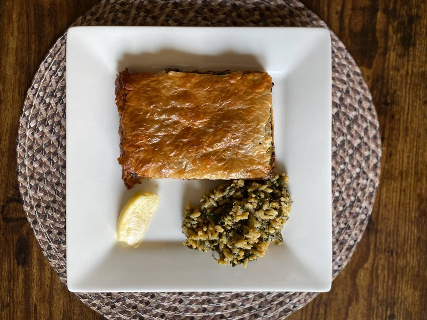 The spinach pie at The Village authentic Greek restaurant, 418 W. State St. in downtown Sycamore was a standout favorite. Two flaky and crispy layers of phyllo pastry are stuffed with creamy feta cheese, spinach and herbs and baked. Served with spinach rice. It was a hit.