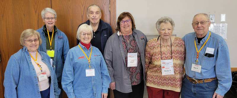 Tax-Aide volunteers from District 6 have been recognized for their many years of service to the AARP free Tax-Aide program, including (from left) Joyce Frankfother, 35 years as counselor and trainer; Karen Berg, District 6 coordinator and counselor; Mary Ann Hutchison, 25 years as counselor in Carroll County; Jim Boesen, 25 years as counselor; Ellen Pullman Dicken, AARP Tax-Aide state coordinator; Marilyn Neuman, AARP Tax-Aide assistant state coordinator; and Dan Frankfother, 33 years as counselor and trainer. District 6 covers Lee, Ogle, Whiteside and Carroll counties. The Tax-Aide management team visited a district site in Morrison last week to meet these experienced volunteers. Tax-Aide is sponsored by the AARP Foundation, the IRS and local senior centers.