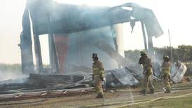 Large machine shed destroyed by fire in rural Polo