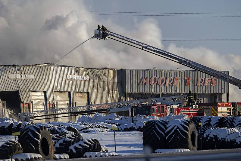 The tire and auto mechanic business in Rock Falls started on fire early Tuesday, Jan. 16, 2024.