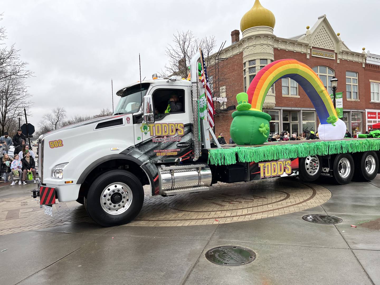 A float featuring a pot of gold at the end of a rainbow made an appearance at the annual Plainfield Hometown Irish Parade on Sunday in Plainfield.