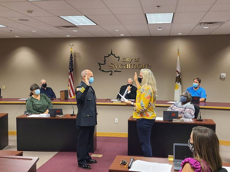 Dan Rink has been named the new Deputy Fire Chief in Sycamore, and was sworn in during Monday’s Sycamore City Council meeting. (Photo provided by City of Sycamore)