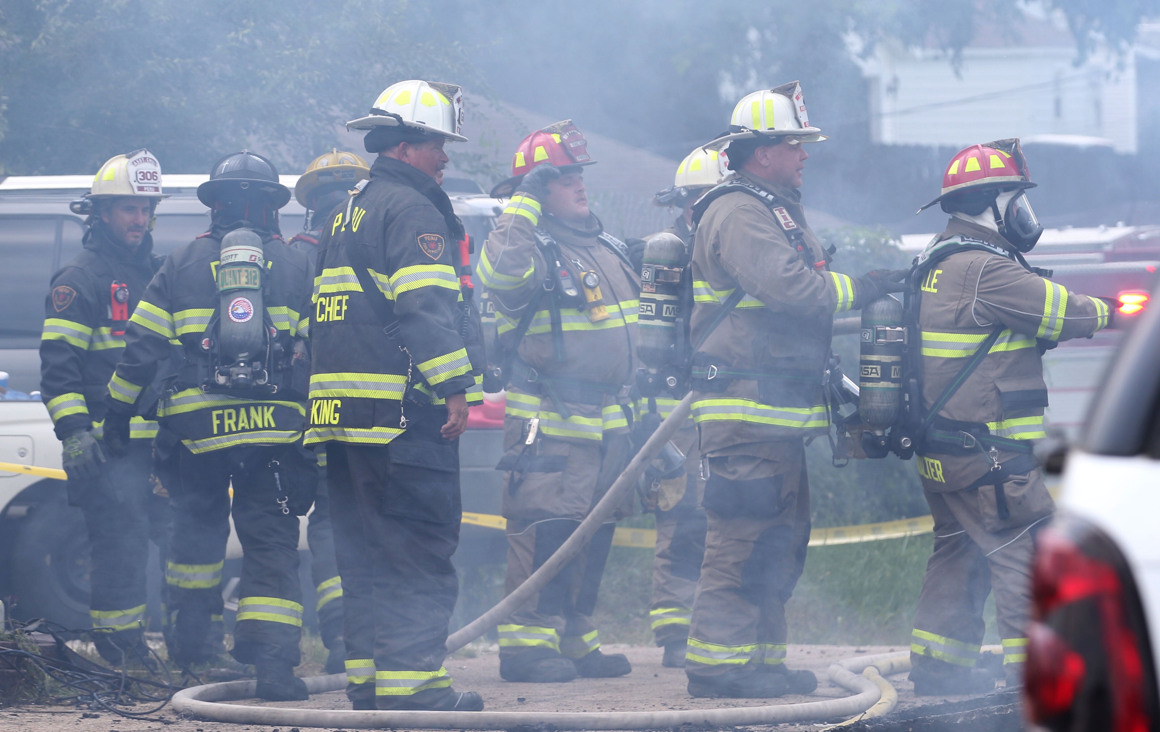 La Salle and Peru firefighters respond to a  garage fire in the 800 block of Lafayette Street on Monday, July 22, 2024. The fire began just before 1p.m. La Salle Fire and EMS along with Peru Fire department responded to the call while La Salle Police directed traffic.