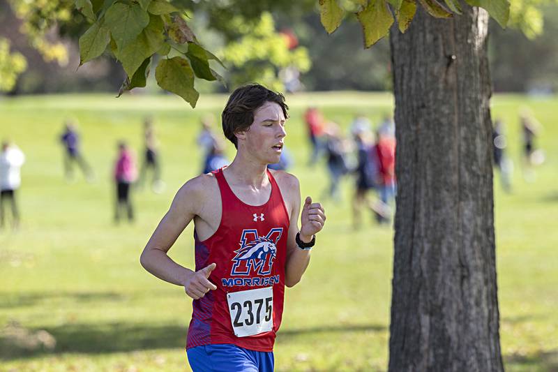 Morrison’s Isaiah McDearmon competes in the 50th Amboy Columbus Day Cross Country Invite Monday, Oct. 9, 2023.