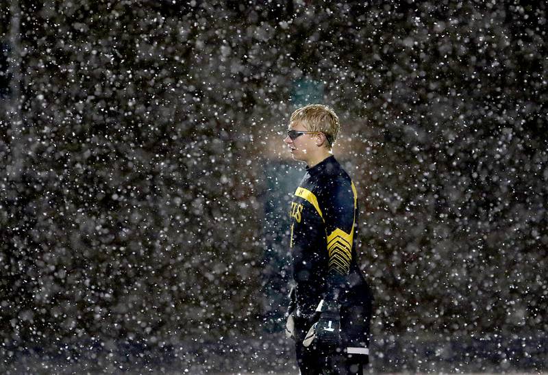 Crystal Lake South's Chris Slawek watches as his team tries to score during the IHSA Class 2A Grayslake Central Supersectional soccer match against Timothy Christian on Tuesday, Oct. 31, 2023, at Grayslake Central High School.